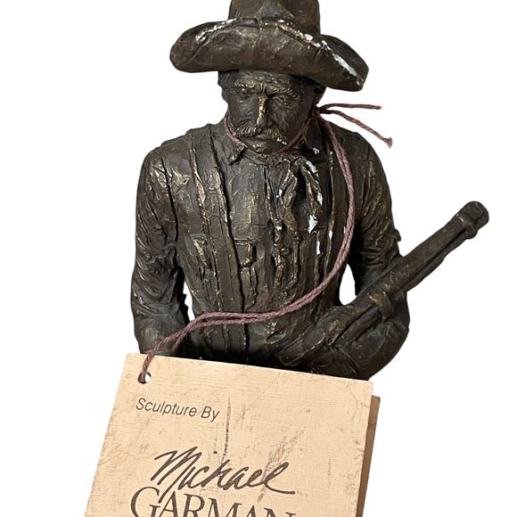 Michael Garman Stage Driver Sculpture Vintage 1987 Cowboy Bronzetone Statue READ - Picture 2 of 16